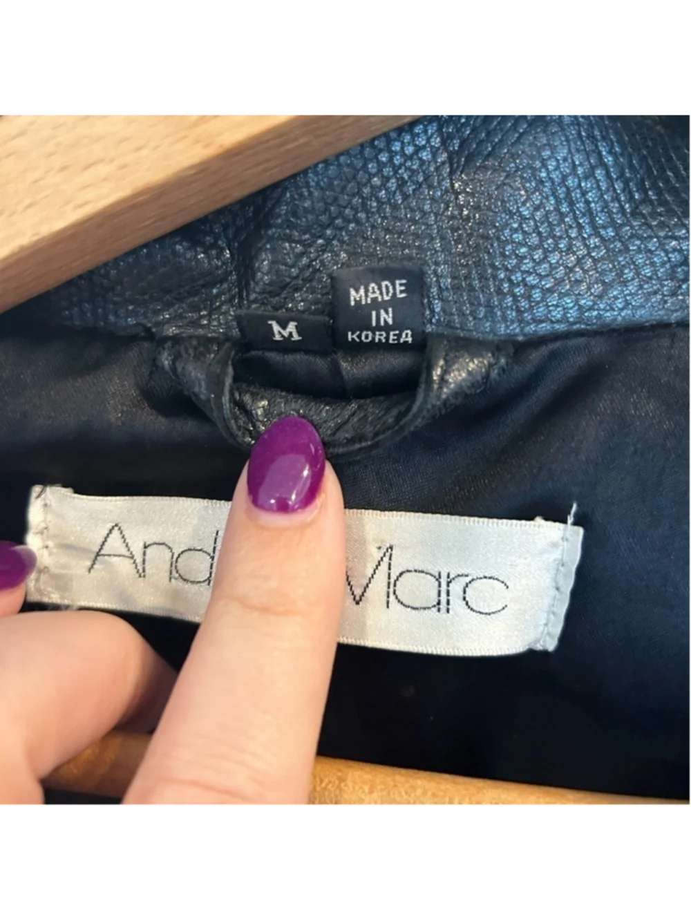 Andrew Marc Black Leather Jacket | Vintage Trench Blazer Coat | Size M